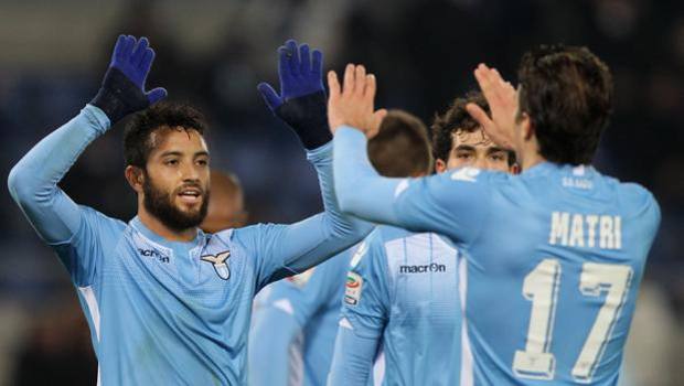 Felipe Anderson esulta con Matri. Getty Felipe Anderson esulta con Matri. Getty