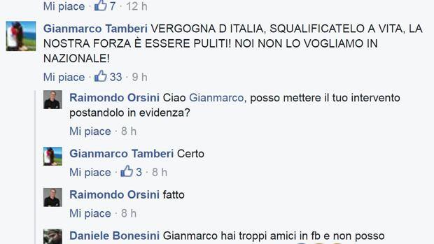 Il commento di Tamberi sulla pagina Facebook Il commento di Tamberi sulla pagina Facebook
