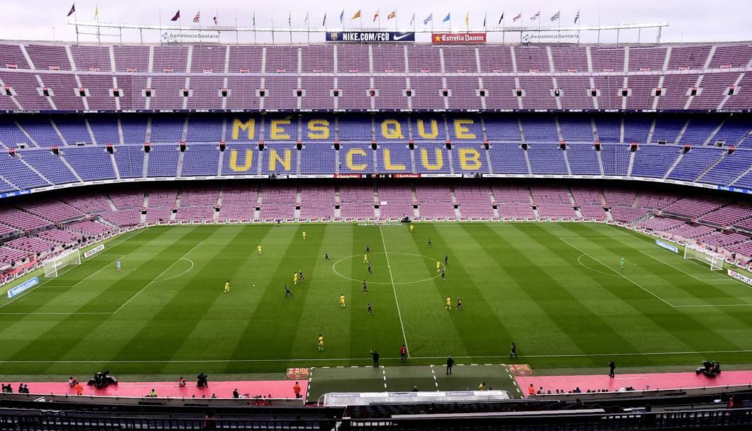 Il Camp Nou di Barcellona deserto in segno di protesta durante la partita tra Barcellona e Las Palmas. Foto: AP.