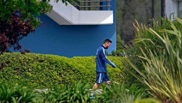 Messi nel centro sportivo di Ezeiza. Afp
