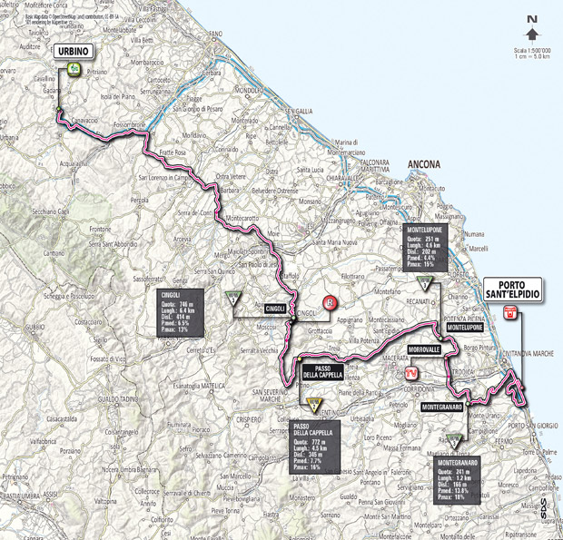 Carte du parcours de l'étape 6 du Giro 2012