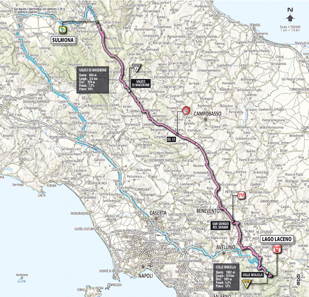 Carte du parcours de l'étape 8 du Giro 2012