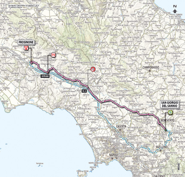 Carte du parcours de l'étape 9 du Giro 2012