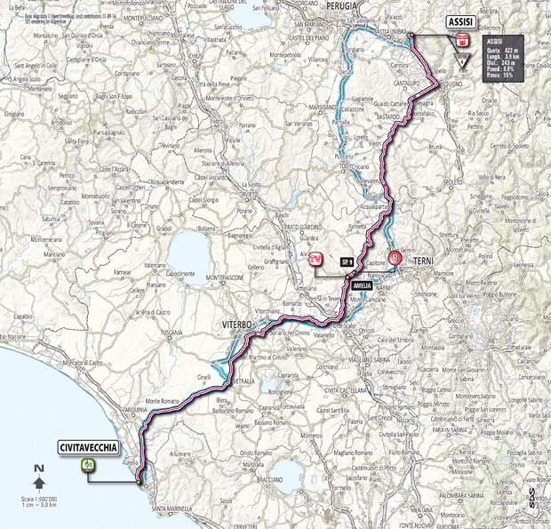 Carte du parcours de l'étape 10 du Giro 2012