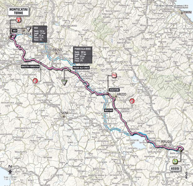 Carte du parcours de l'étape 11 du Giro 2012