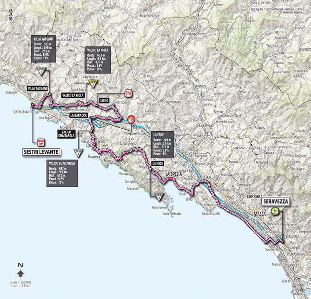 Carte du parcours de l'étape 12 du Giro 2012