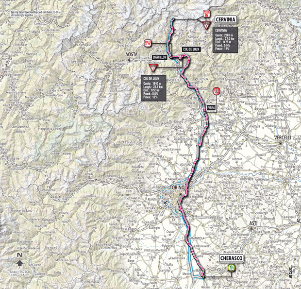 Carte du parcours de l'étape 14 du Giro 2012