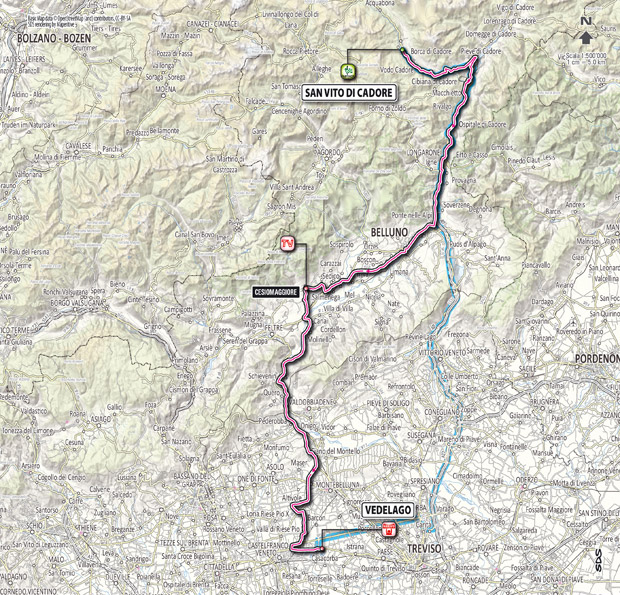 Carte du parcours de l'étape 18 du Giro 2012