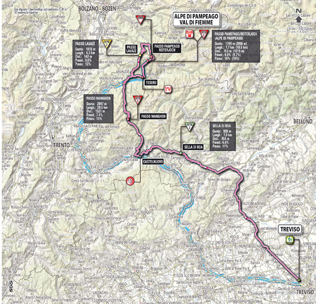 Carte du parcours de l'étape 19 du Giro 2012