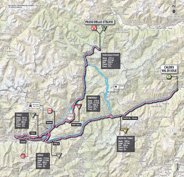 Carte du parcours de l'étape 20 du Giro 2012
