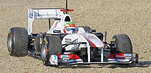 Problemi di ghiaia per Sergio Perez (Sauber). Ansa 