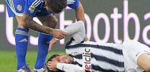 Del Piero infortunato contro il Cesena. LaPresse