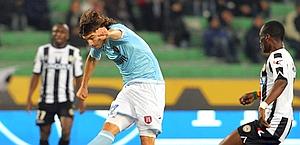 Alberto Ploschi segna il gol del 2-1. Ap