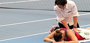 Flavia Pennetta, 29, dolorante durante la finale di Auckland. Afp