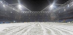 Neve allo stadio Ferraris. Ansa