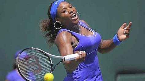 Serena Williams al rientro nel torneo di Miami. Ansa