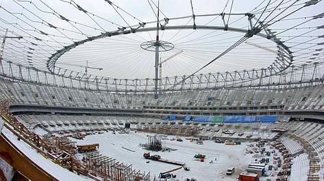 Il National Stadium di Varsavia durante i lavori. Reuters