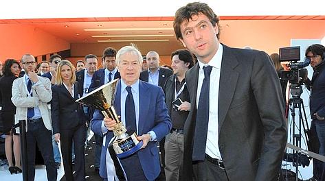 Andrea Agnelli, numero 1 della Juventus, con Paolo Galimberti, presidente del J Museum. LaPresse