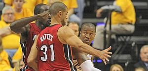 Shane Battier sotto accusa come le altre riserve degli Heat. Afp