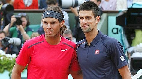 Rafa Nadal e Novak Djokovic. Afp