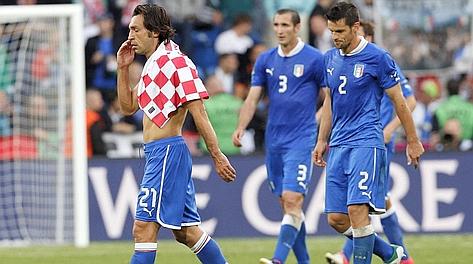 La delusione azzurra dopo il pari con la Croazia. Ap