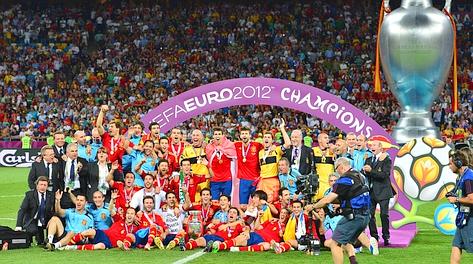 La festa della Spagna al secondo Europeo consecutivo vinto. Afp