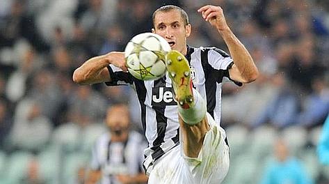 Giorgio Chiellini, 28 anni, durante Juventus-Shakhtar. Ap
