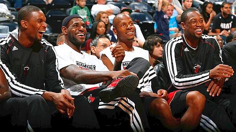 Chris Bosh, LeBron James, Ray Allen e Dwyane Wade, stelle dei Miami Heat. Afp