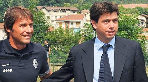 Il presidente della Juve Andrea Agnelli con Antonio Conte. Ansa