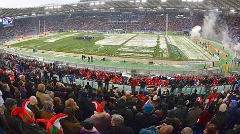 Lo stadio Olimpico il giorno di Italia-Inghilterra sotto la neve. Fama