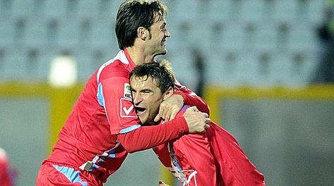 Bergessio festeggia il quinto gol in stagione. LaPresse