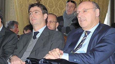 Il presidente Andrea Agnelli con il dg Beppe Marotta. LaPresse
