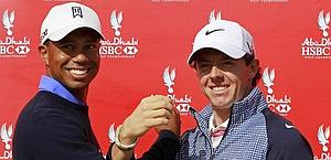Tiger Woods, 37 anni, e Rory McIlroy, 23. Afp