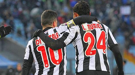 Antonio Di Natale e Luis Muriel, coppia d'attacco dell'Udinese. Ap