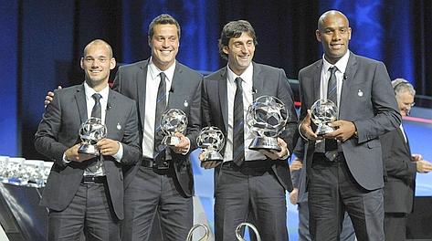 Dei quattro premiati dalla Uefa post Champions è rimasto solo Milito. Ansa