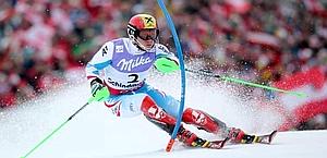 Marcel Hirscher, 23 anni, argento in gigante e oro in slalom. Epa
