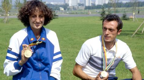Sara Simeoni e Pietro Mennea dopo l'Olimpiade del 1980. Olycom
