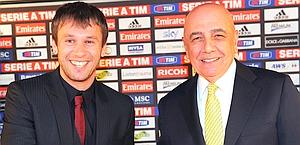 Antonio Cassano e Adriano Galliani. Ansa