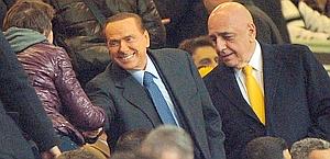 Galliani e Berlusconi in tribuna. Ansa