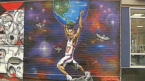 Il murales dedicato a Jeremy Lin su un edificio dell'East Village a Manhattan. 