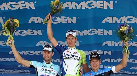 Boonen, Sagan e Haussler sul podio. Afp 