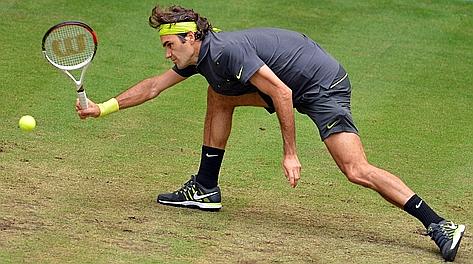 Roger Federer, k.o. in finale ad Halle. Afp 