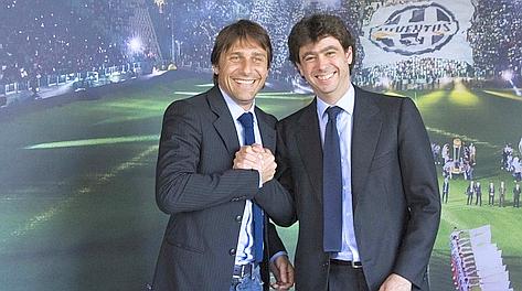 Il presidente della Juventus Andrea Agnelli e Antonio Conte. LaPresse