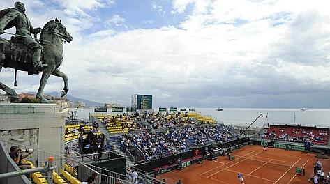 Una paronamica dell'Arena del tennis di Napoli. Ap