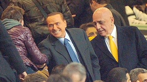 Silvio Berlusconi e Adriano Galliani in tribuna. Ansa
