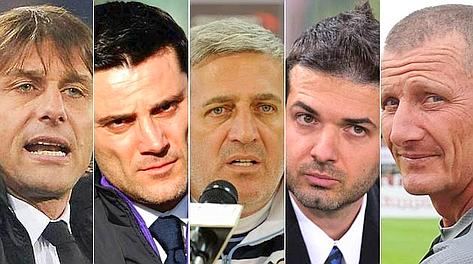Da sinistra: Conte, Montella, Petkovic, Stramaccioni, Andreazzoli. LaPresse/Ansa/Ap