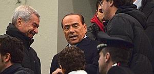 Silvio Berlusconi a San Siro. Archivio Afp