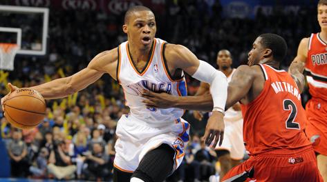Russell Westbrook in azione. Reuters