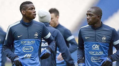 Paul Pogba, 20 anni, si allena con Moussa Sissoko, 23 anni. Afp