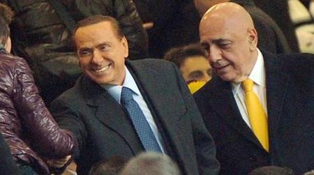 Silvio Berlusconi e Adriano Galliani a San Siro. Ansa